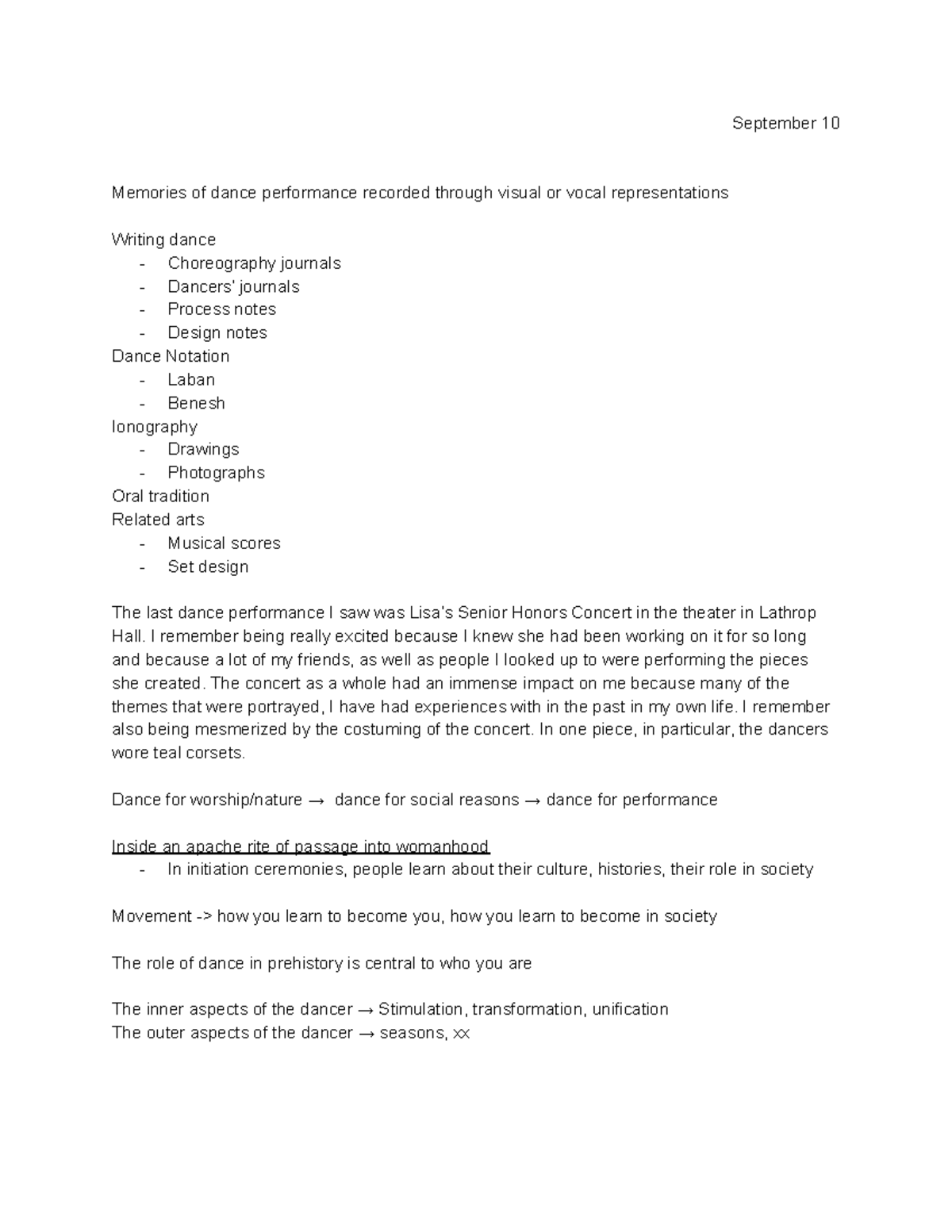 Class notes - Professor: Stephen Quintana - September 10 Memories of ...