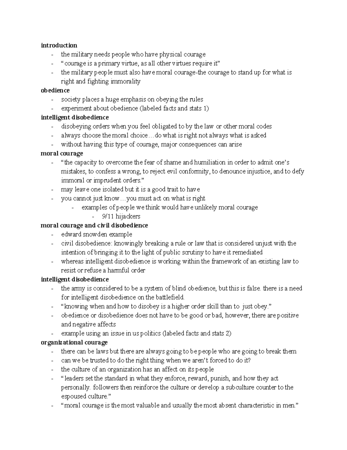 Bullet Points from Article 1 (Moral Courage and Intelligent ...