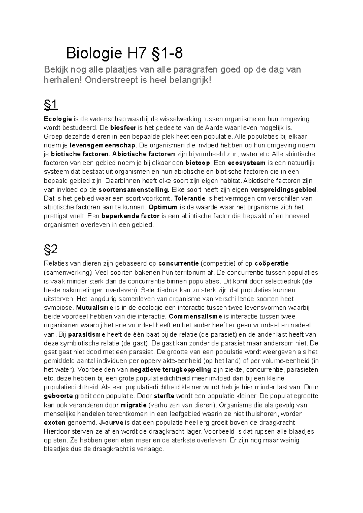 Biologie Samenvatting H7 §1-8 - Biologie H7 §1- Bekijk Nog Alle ...