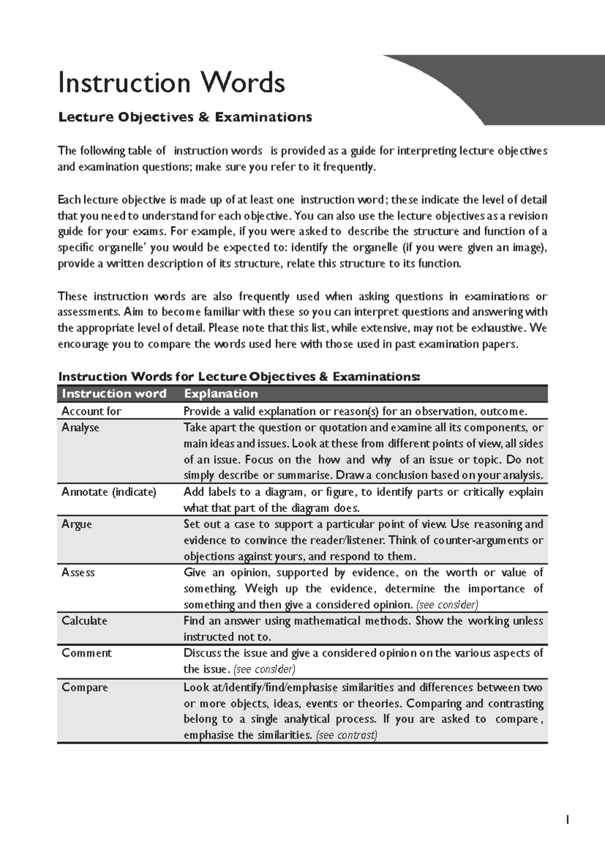 CELS191 Instruction Words - Instruction Words 1 Lecture Objectives ...