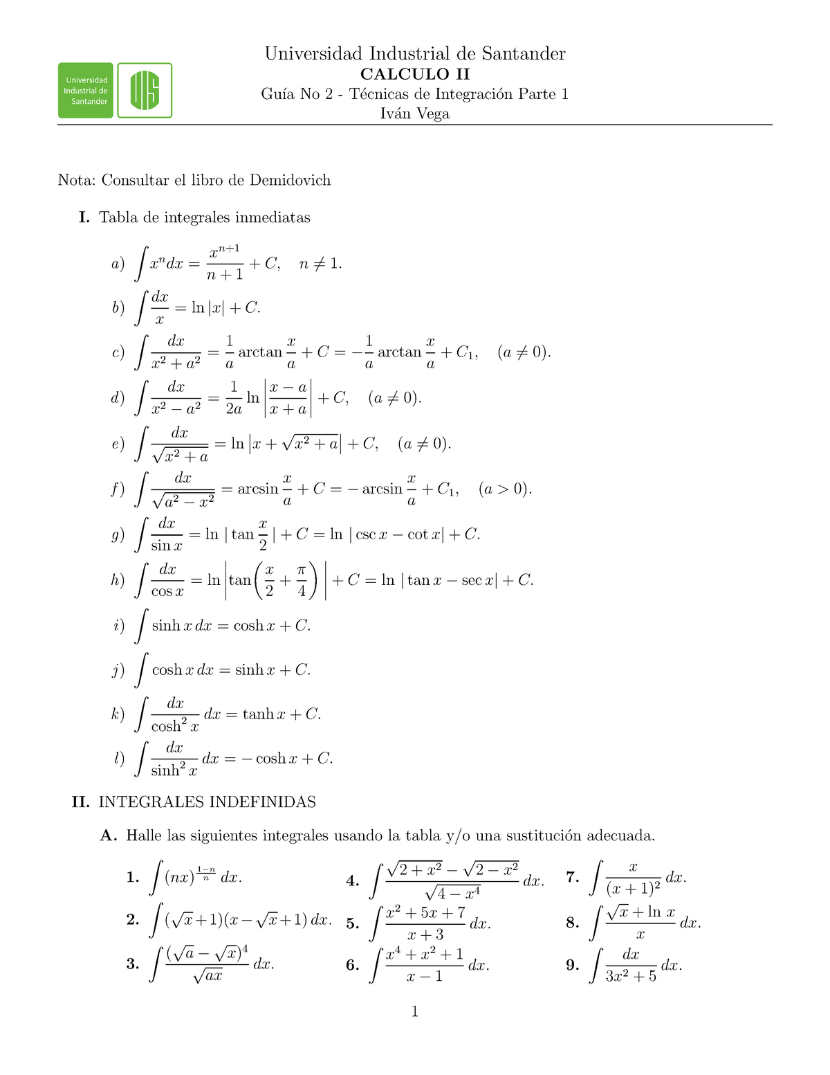 Alealbam Guia 2 Calculo II - Universidad Industrial De Santander ...