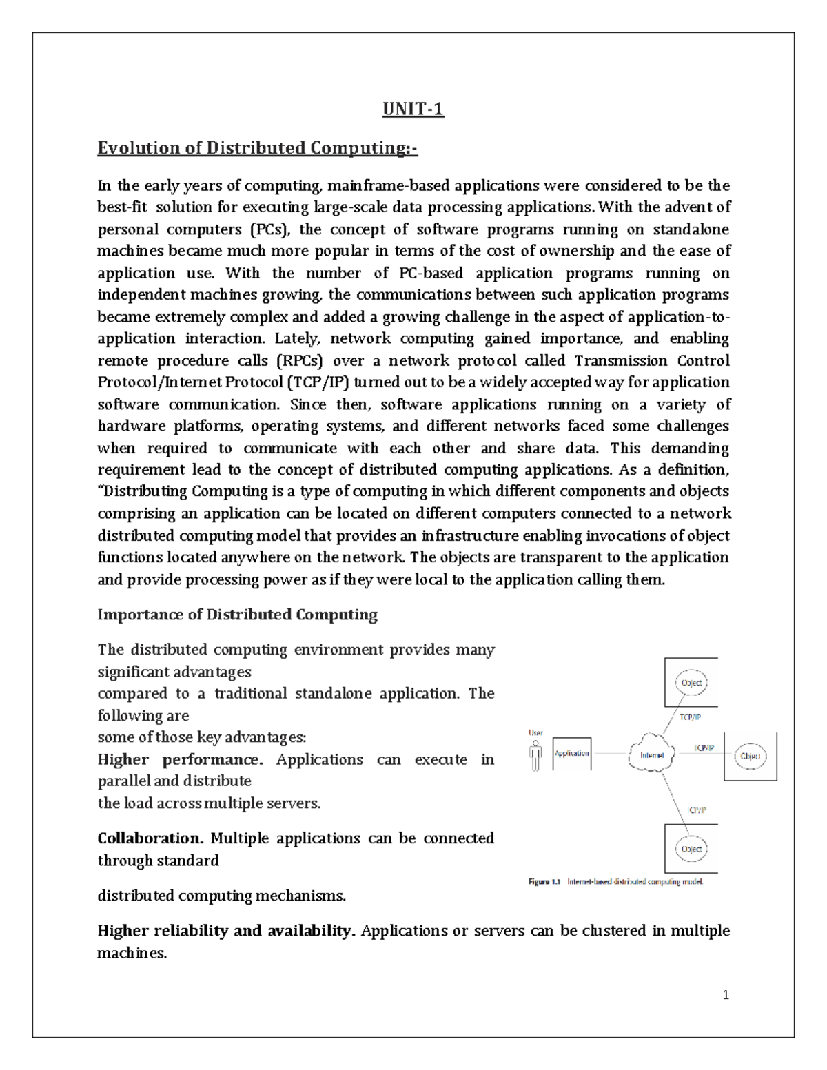 notes of web servides - UNIT- Evolution of Distributed Computing:- In ...