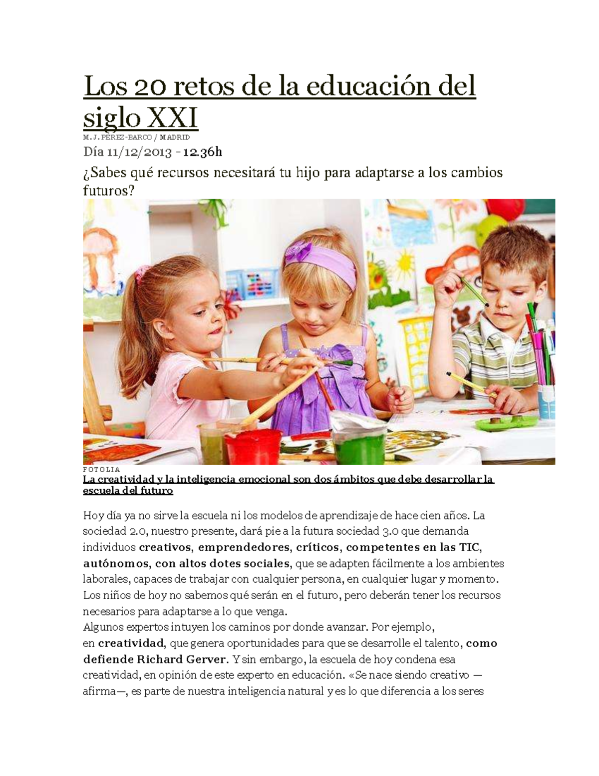 Los 20 Retos De La Educación Del Siglo XXI - J. P..-BARCO / MADRID DÌa ...