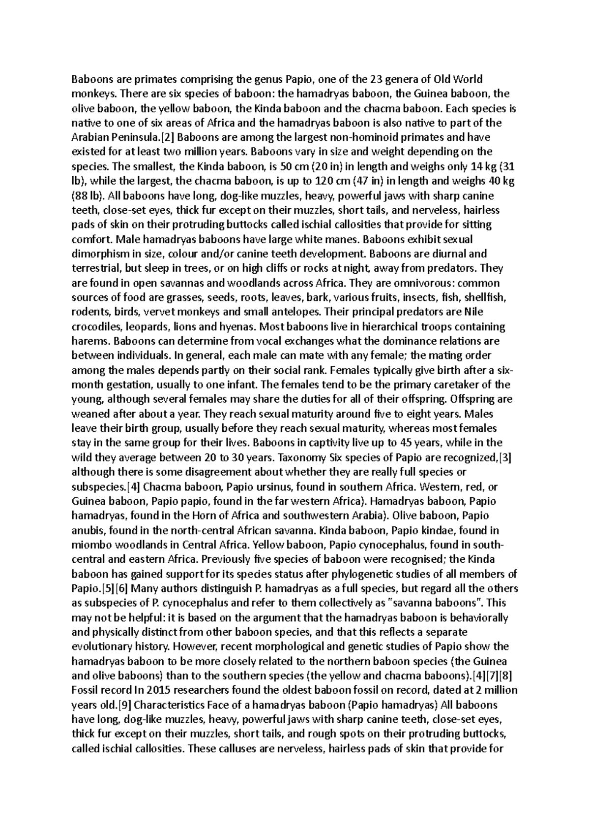 Baboons - Summary - Baboons are primates comprising the genus Papio ...