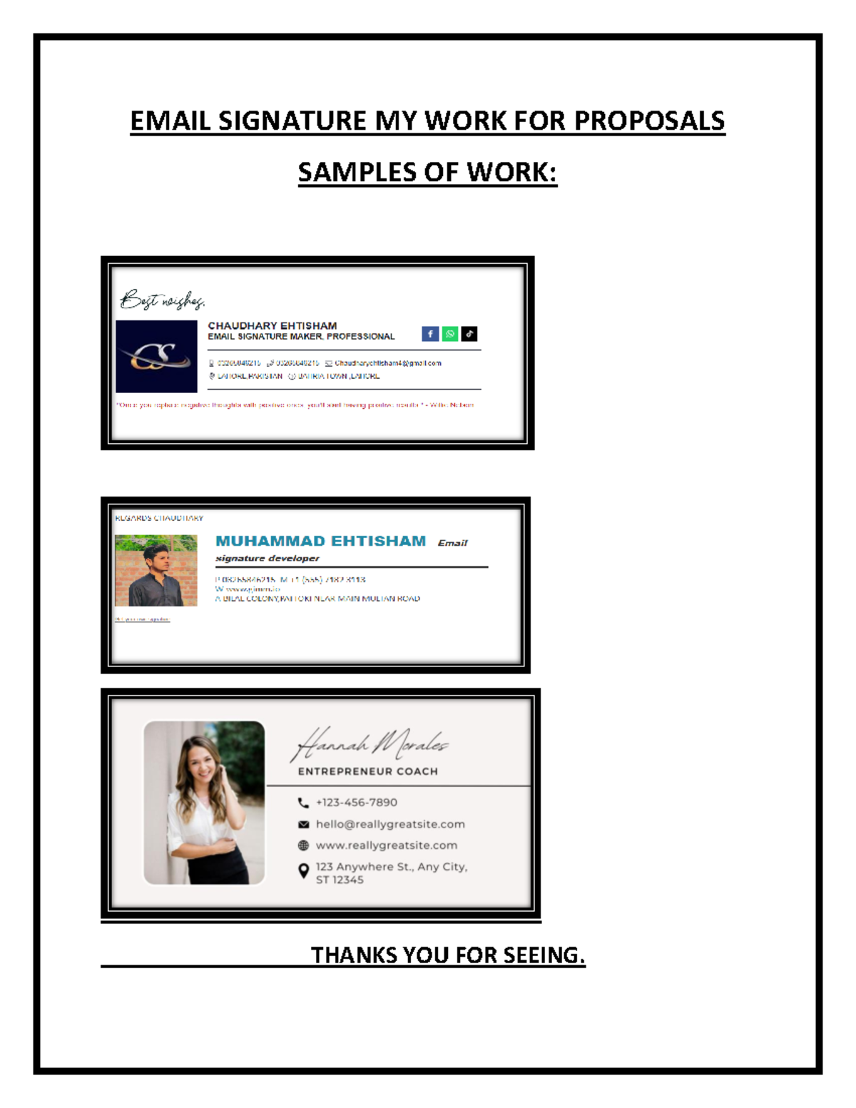 Email Signature MY WORK FOR Proposals - Database system - EMAIL ...