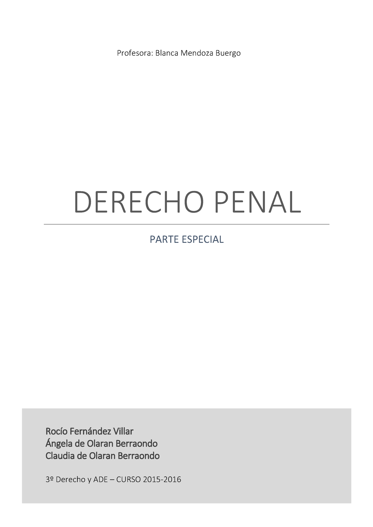 DP Especial - Apuntes 16 - DERECHO PENAL PARTE ESPECIAL Rocío Fernández ...