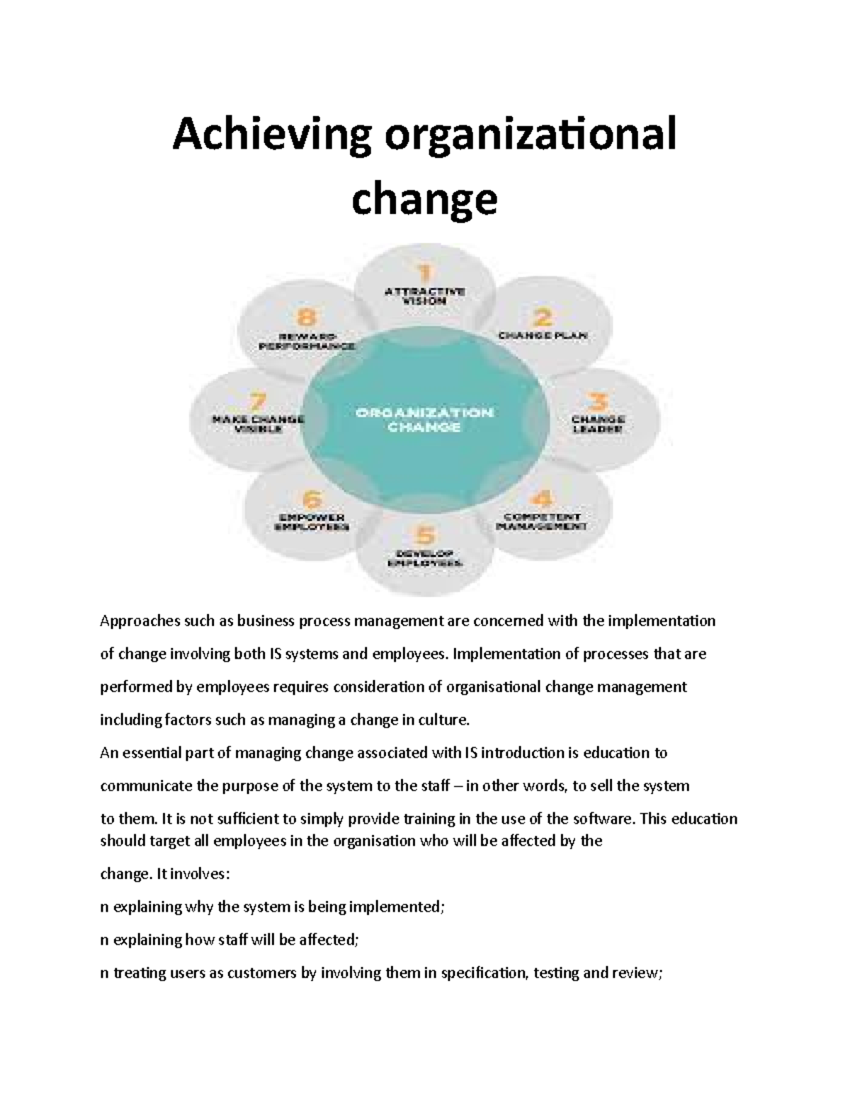 Achieving organizational change - Achieving organizational change ...