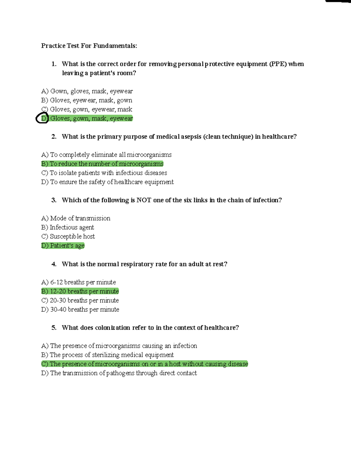Practice Test For Funds Farah M copy - Practice Test For Fundamentals ...