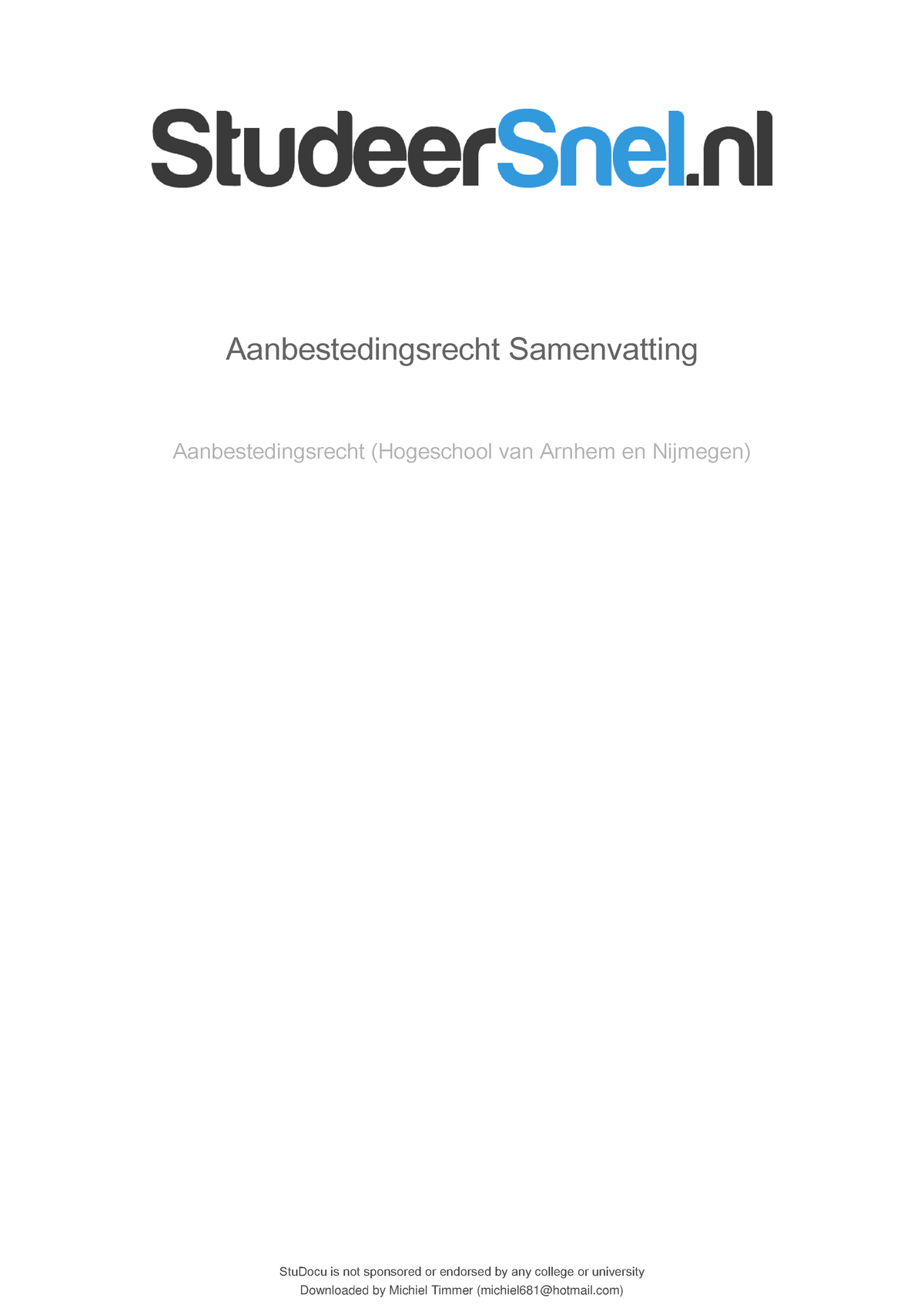 Aanbestedingsrecht-samenvatting - StuDocu Is Not Sponsored Or Endorsed ...