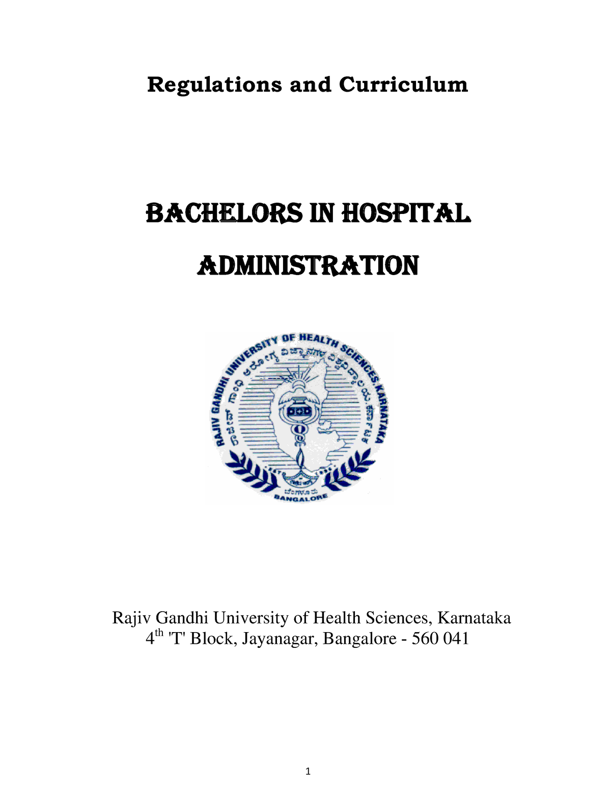 BHA - Regulations AND Syllabus - Regulations And Curriculum BACHELORS ...