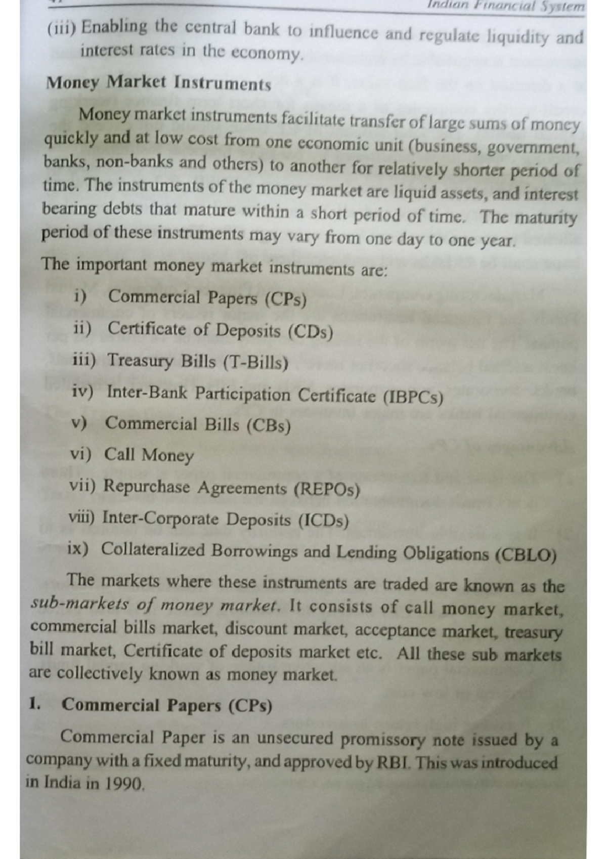Money Market Instrument - B.com finance and taxition - Studocu