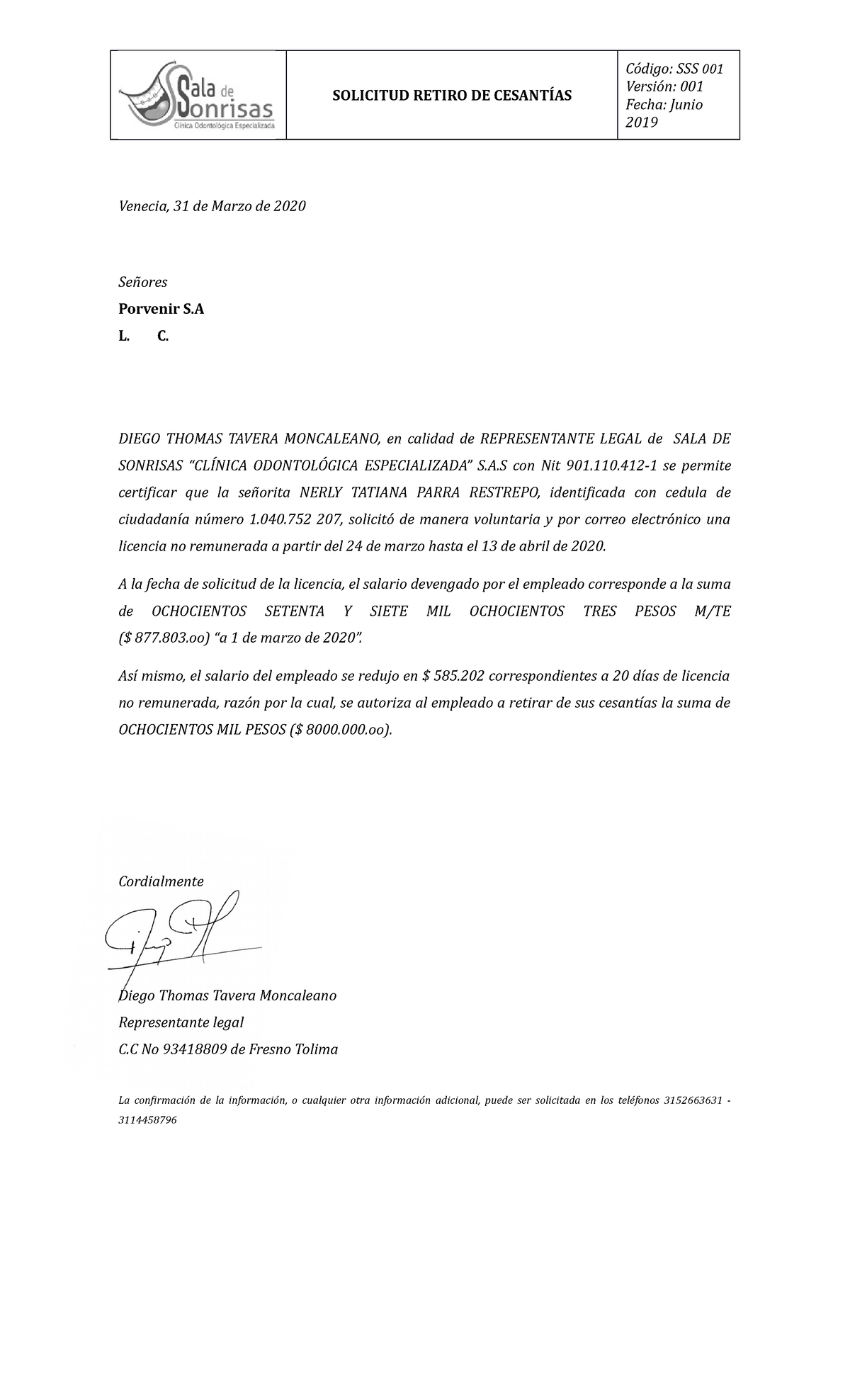 Carta Cesantías Solicitud Anticipo Cesantias Solicitud Retiro De CesantÍas Código Sss 001 8876