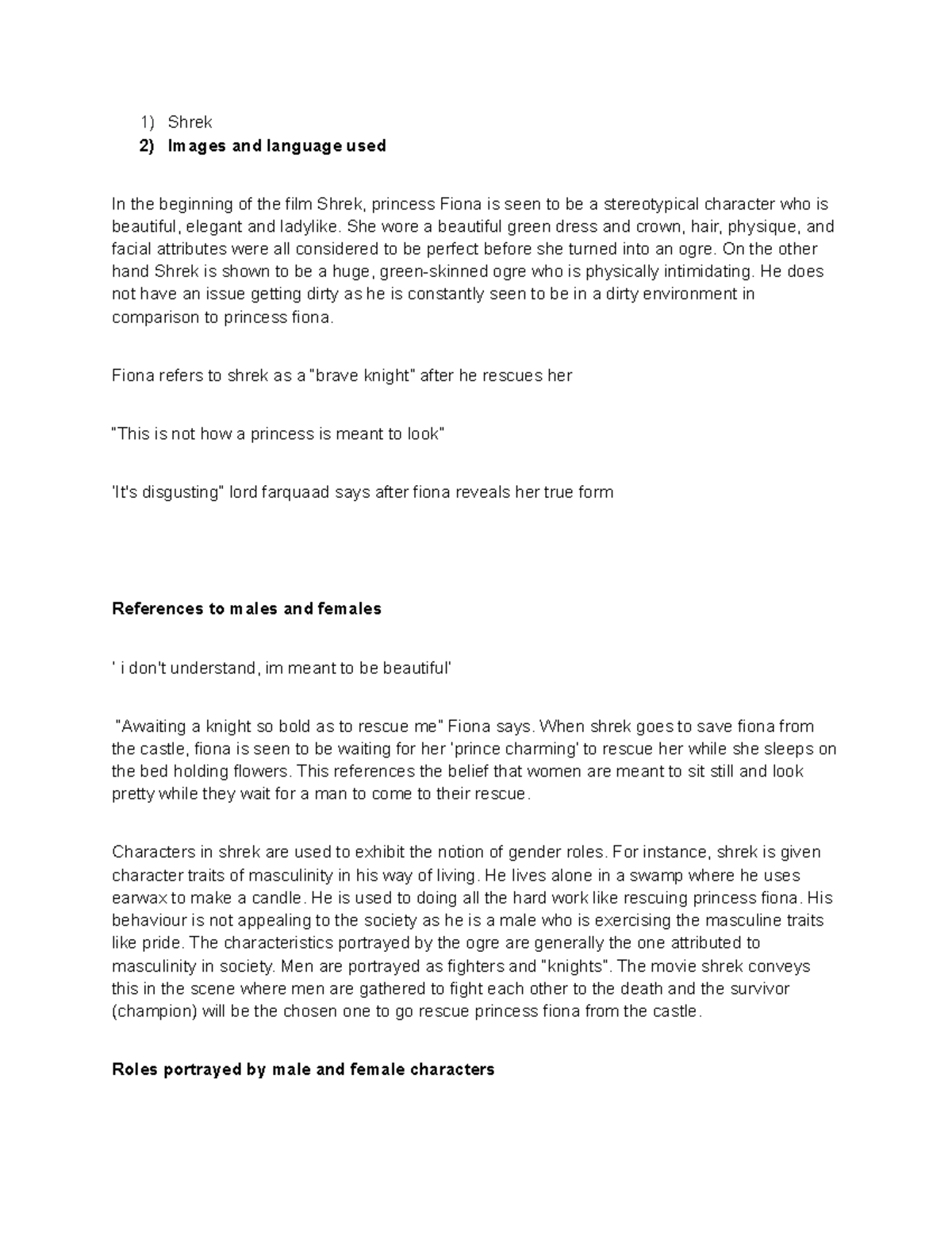 CAFS draft - okiiii - Shrek Images and language used In the beginning ...
