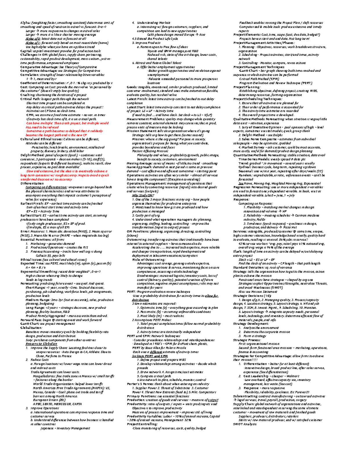 Exam 1 Cheat Sheet 360 - Alpha: (weighting factor, smoothing constant ...