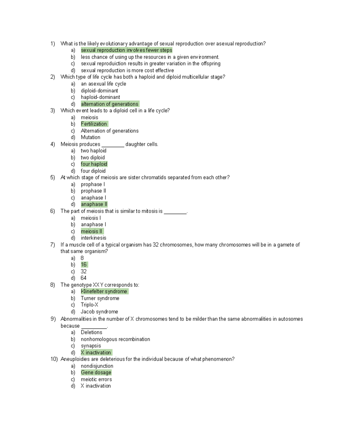 Bio Chapter 7 Quiz Review Answers What Is The Likely Evolutionary Advantage Of Sexual