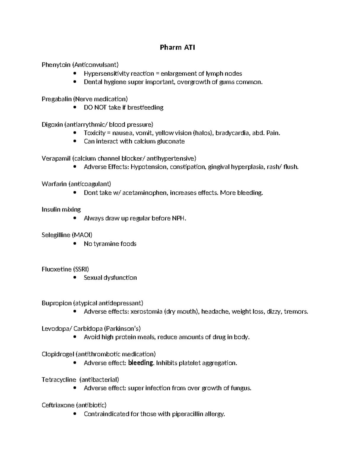 Pharm ATI Practice - notes - Pharm ATI Phenytoin (Anticonvulsant ...