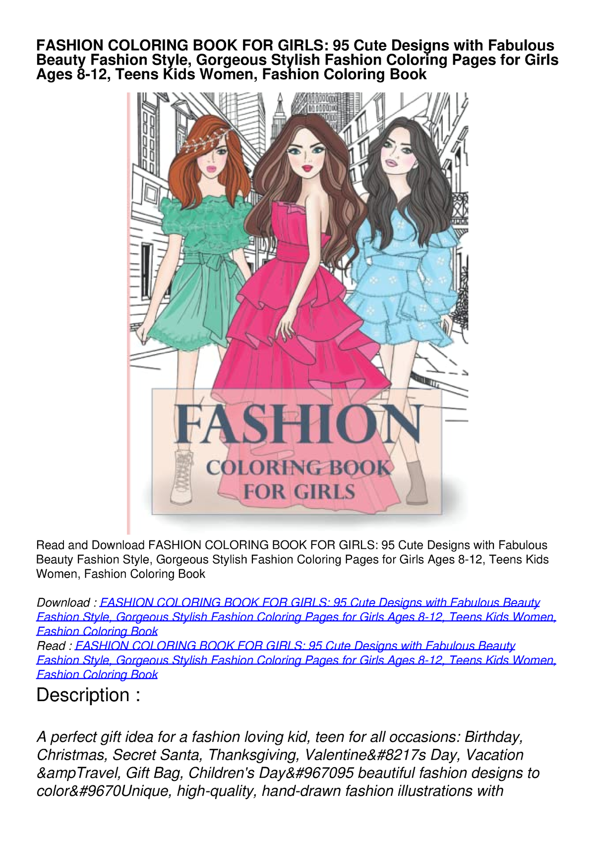 Fashion Styling Illustration Coloring Book 