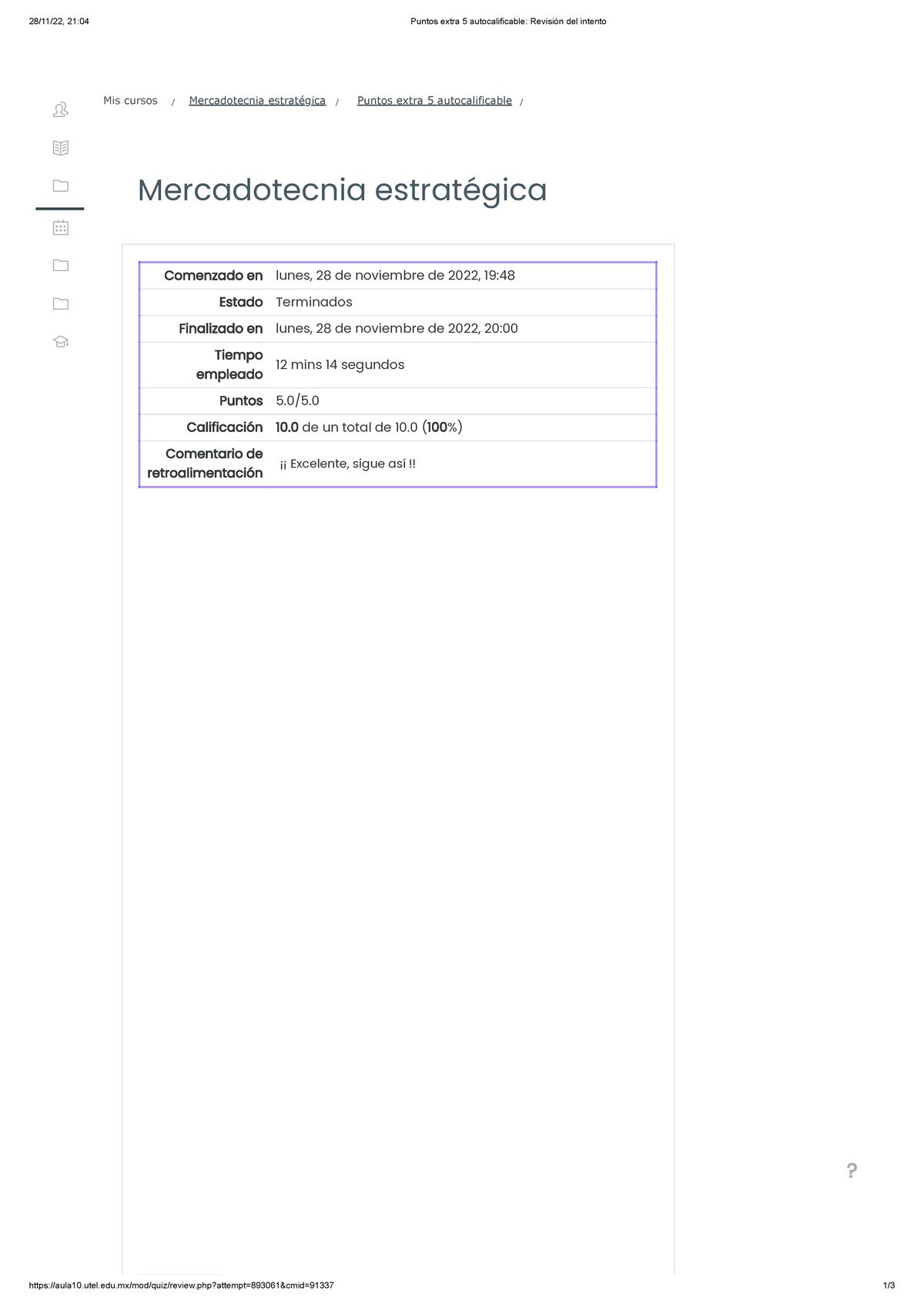 Puntos Extra 5 Autocalificable - 28/11/22, 21:04 Puntos Extra 5 ...