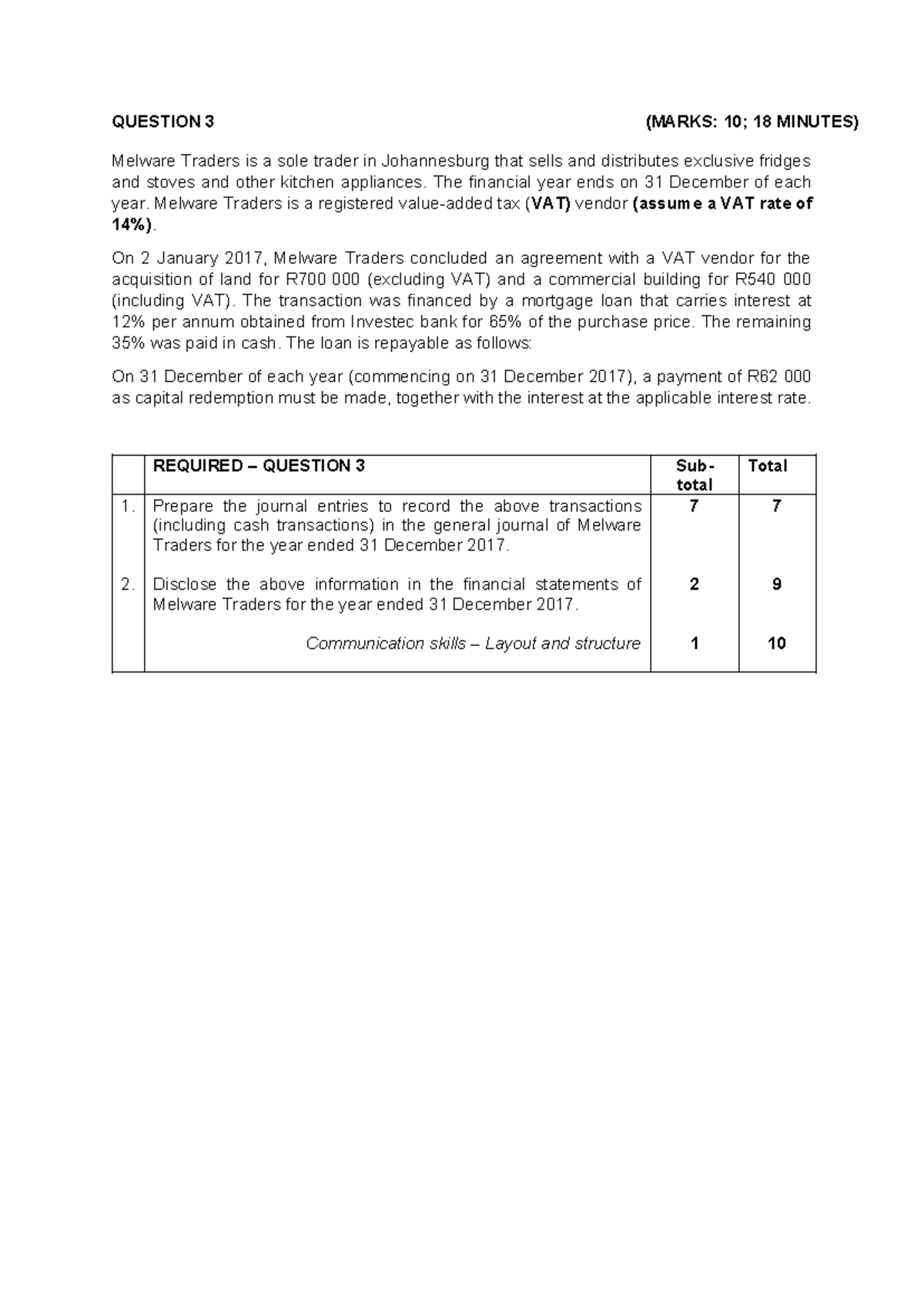 04+Practical+example+1+ Melware - QUESTION 3 (MARKS: 10; 18 MINUTES ...