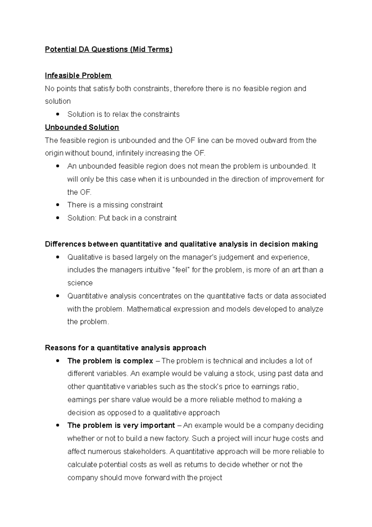 DA Theoretical Question Summary - Potential DA Questions (Mid Terms ...