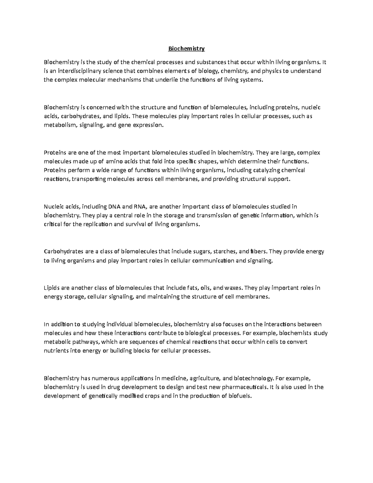 Biochemistry1 Biochemistry in zoology Biochemistry Biochemistry is