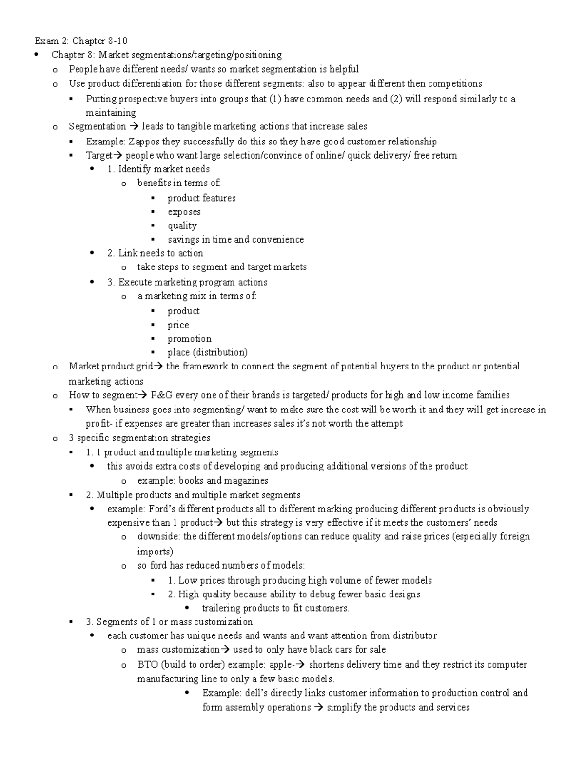 Buad301 Exam 2 Study Guide - Exam 2: Chapter 8- Chapter 8: Market - Studocu