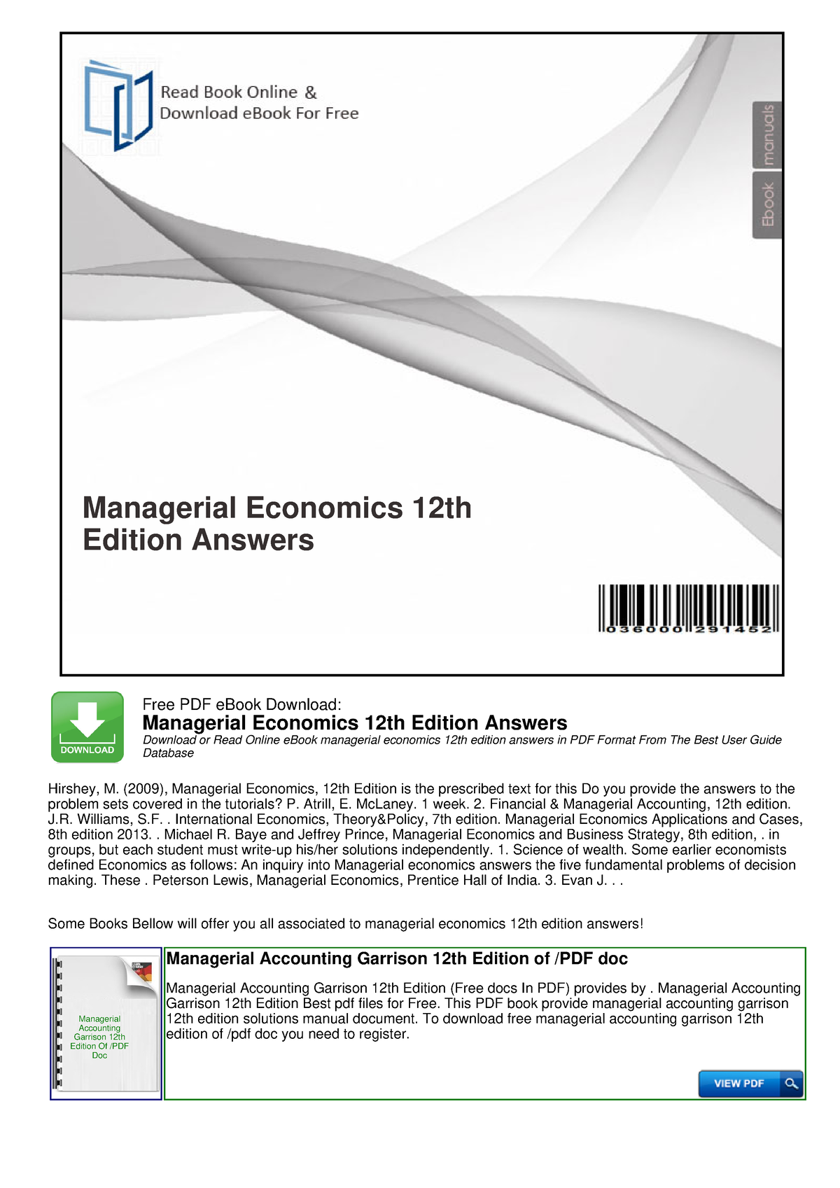 66021247 - For Exam - Managerial Economics 12th Edition Answers Free ...