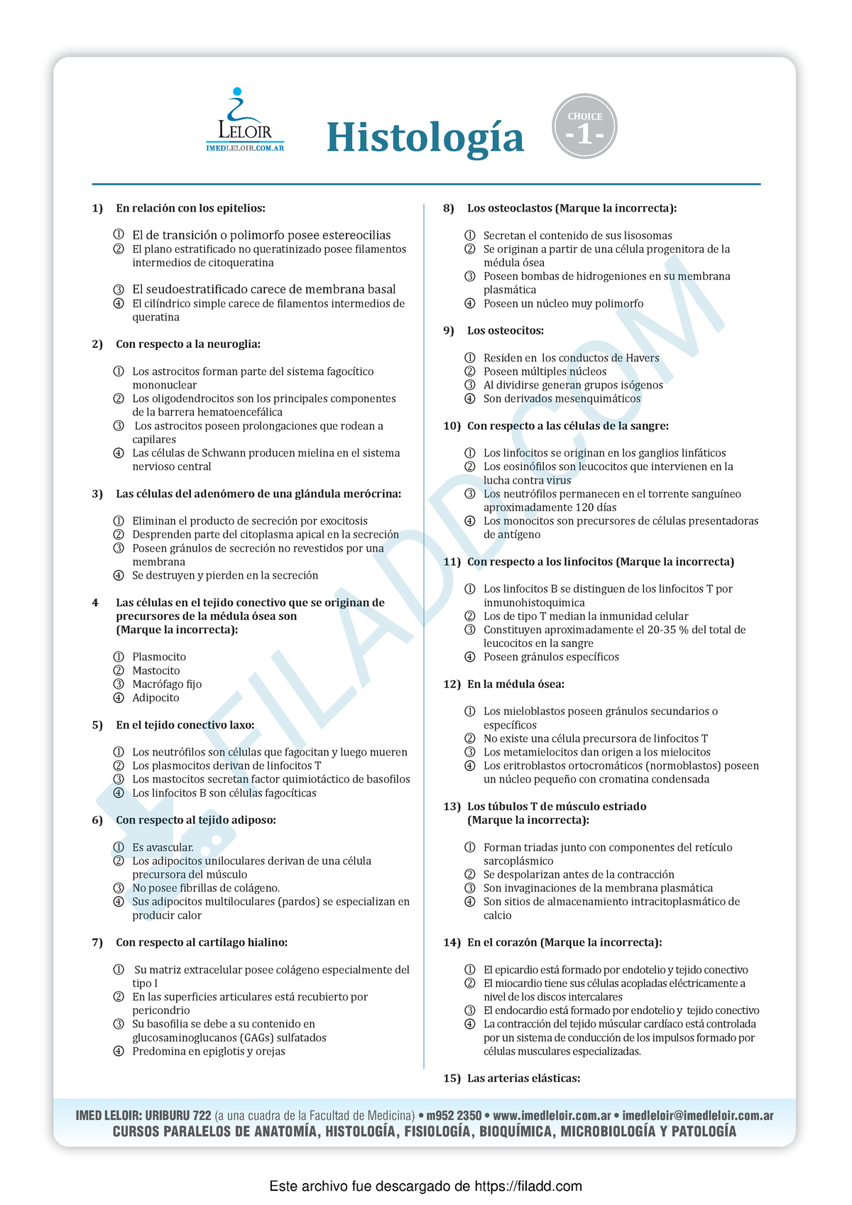 Choice Histologia Uba Catedra 1 Uba Catedra 1 - IMED LELOIR: URIBURU ...