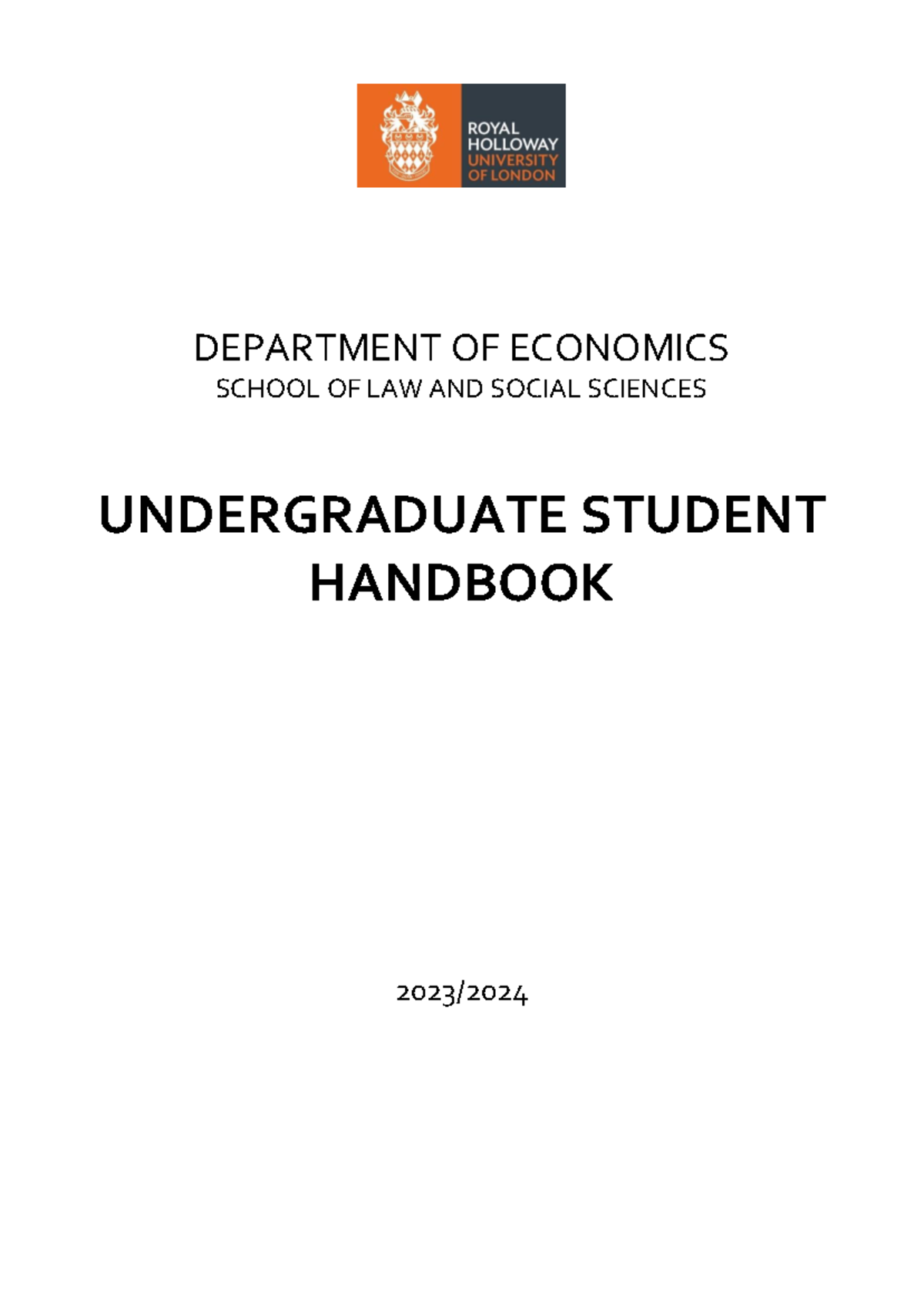 UG Economics Student Handbook 202324 v03 - DEPARTMENT OF ECONOMICS ...