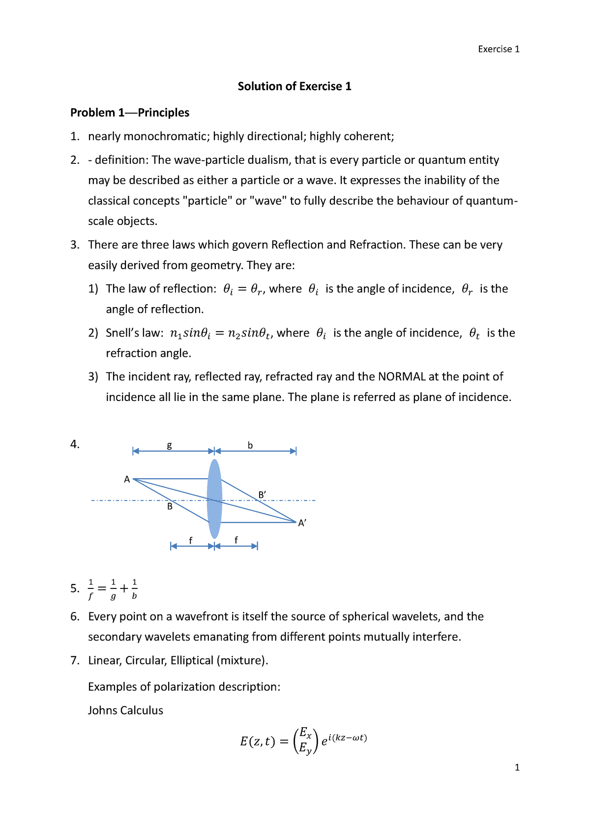 Exercise 1 Solution - Solution Of Exercise 1 Problem 1──Principles ...