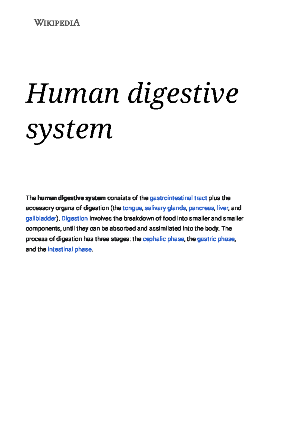 Human Digestive System Wikipedia Human Digestive System The Human Digestive System Consists 8392