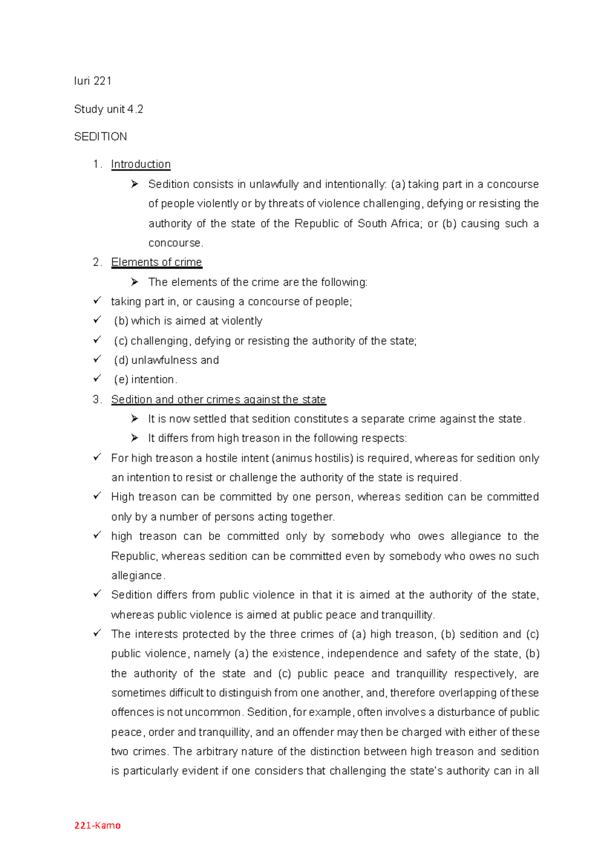 perjury, high treason, public violence study unit 4 - Iuri 221 Study ...