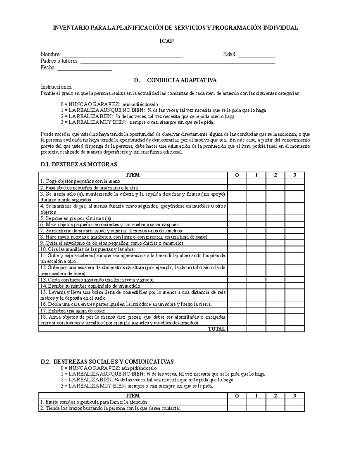 ICAP - INVENTARIO PARA LA PLANIFICACIÓN DE SERVICIOS Y PROGRAMACIÓN ...