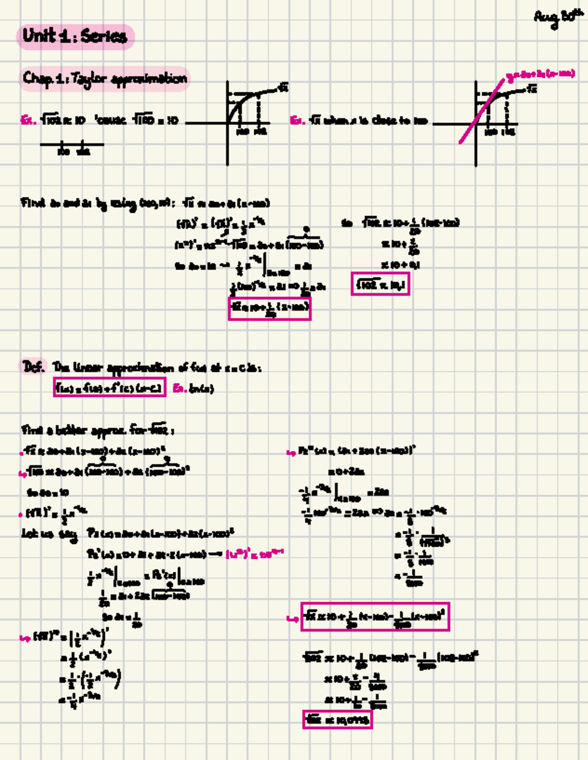Unit 1 - Taylor series - Aug . 30th Unit 1 : Series Chap. 1 : Taylor ...
