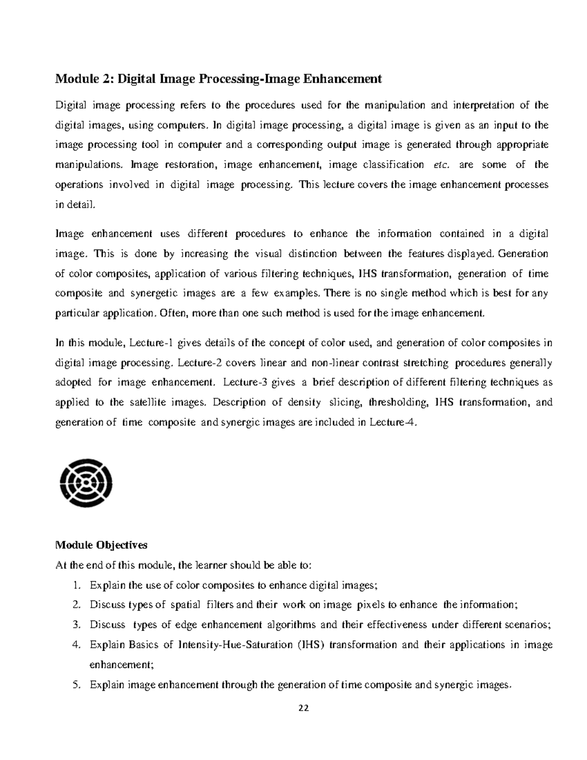 Digital Image Processing and Interpretation Module 2 (Lectures 2 & 3 ...