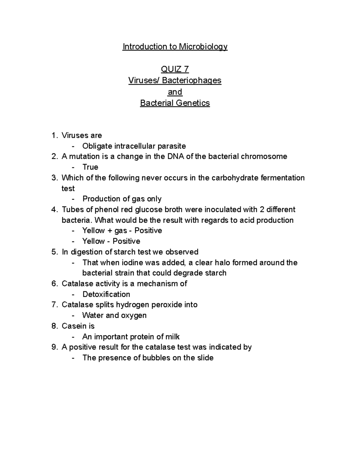 Intro to Micro Lab Quiz 7 Introduction to Microbiology QUIZ 7 Viruses