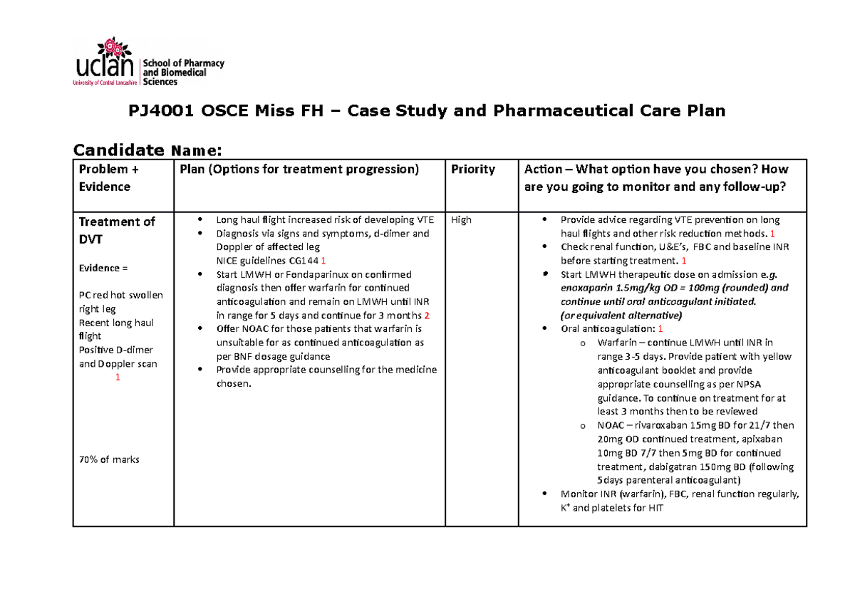 Sample/practice exam February 2018, questions and answers - PJ4001 OSCE ...