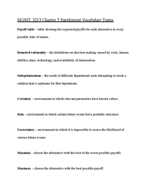 MGMT. 3213 Chapter 3 Vocabulary Terms - MGMT. 3213 Chapter 3 Vocabulary ...