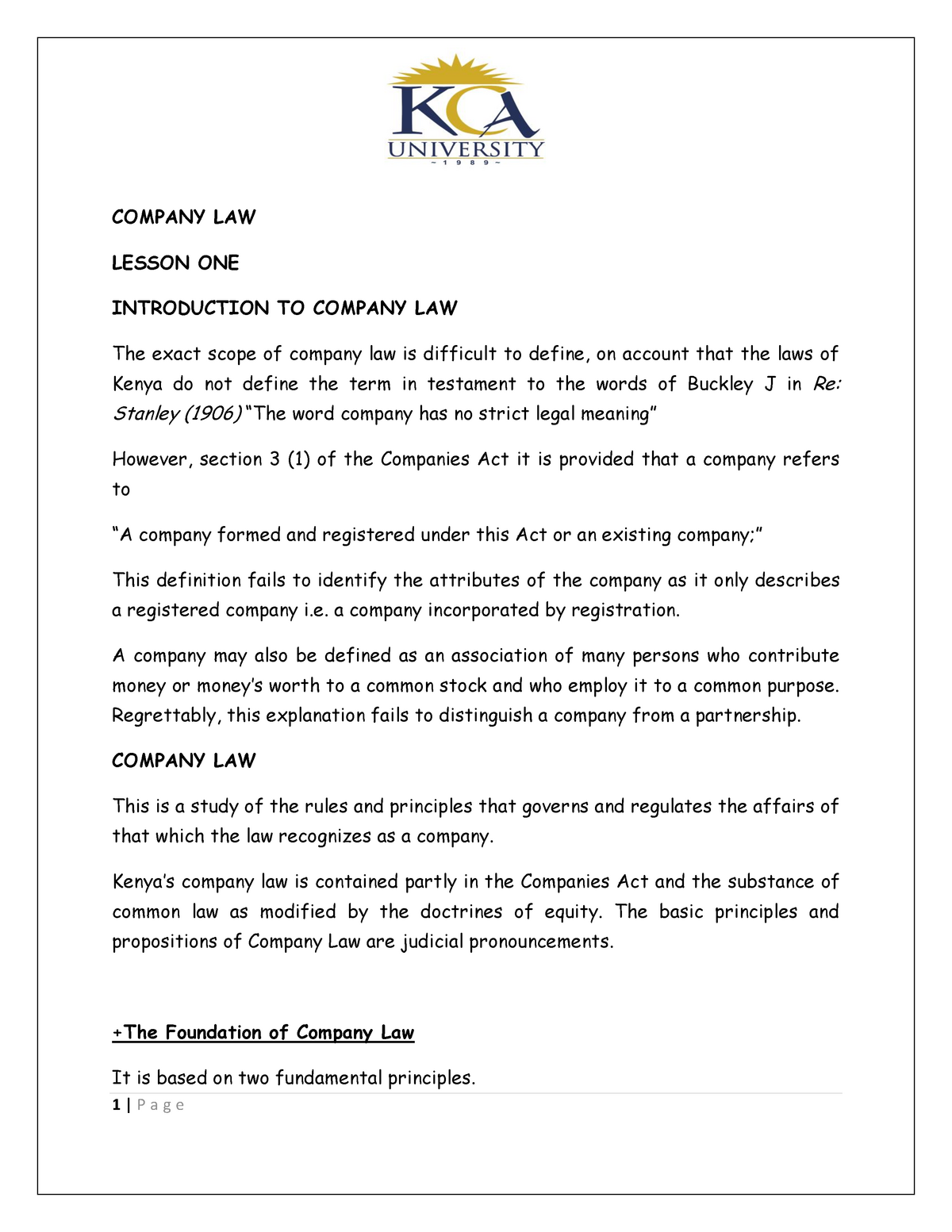 introduction-to-companies-and-company-law2-company-law-lesson-one