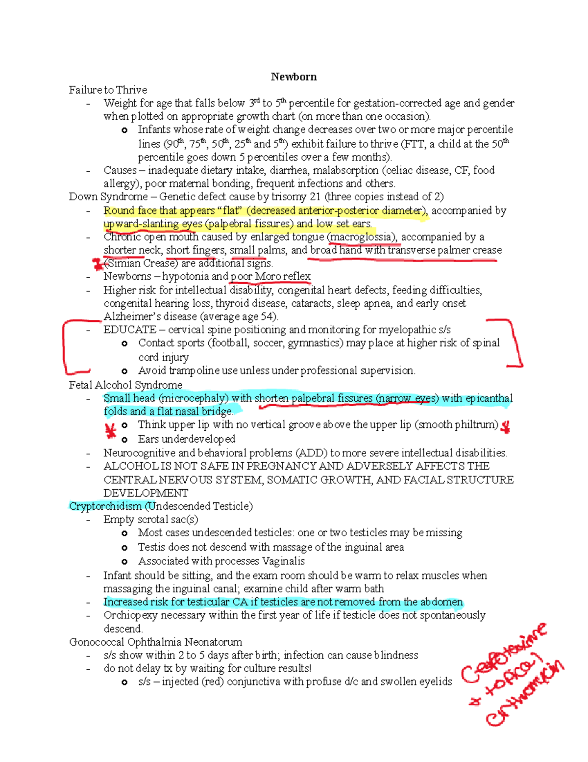 Newborn Family Health Exam Notes - NSG6440 - Studocu