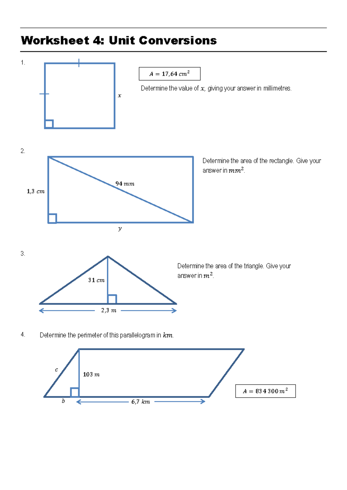 4. Unit Conversions - math - Worksheet 4: Unit Conversions 1. 2. 3. 4 ...