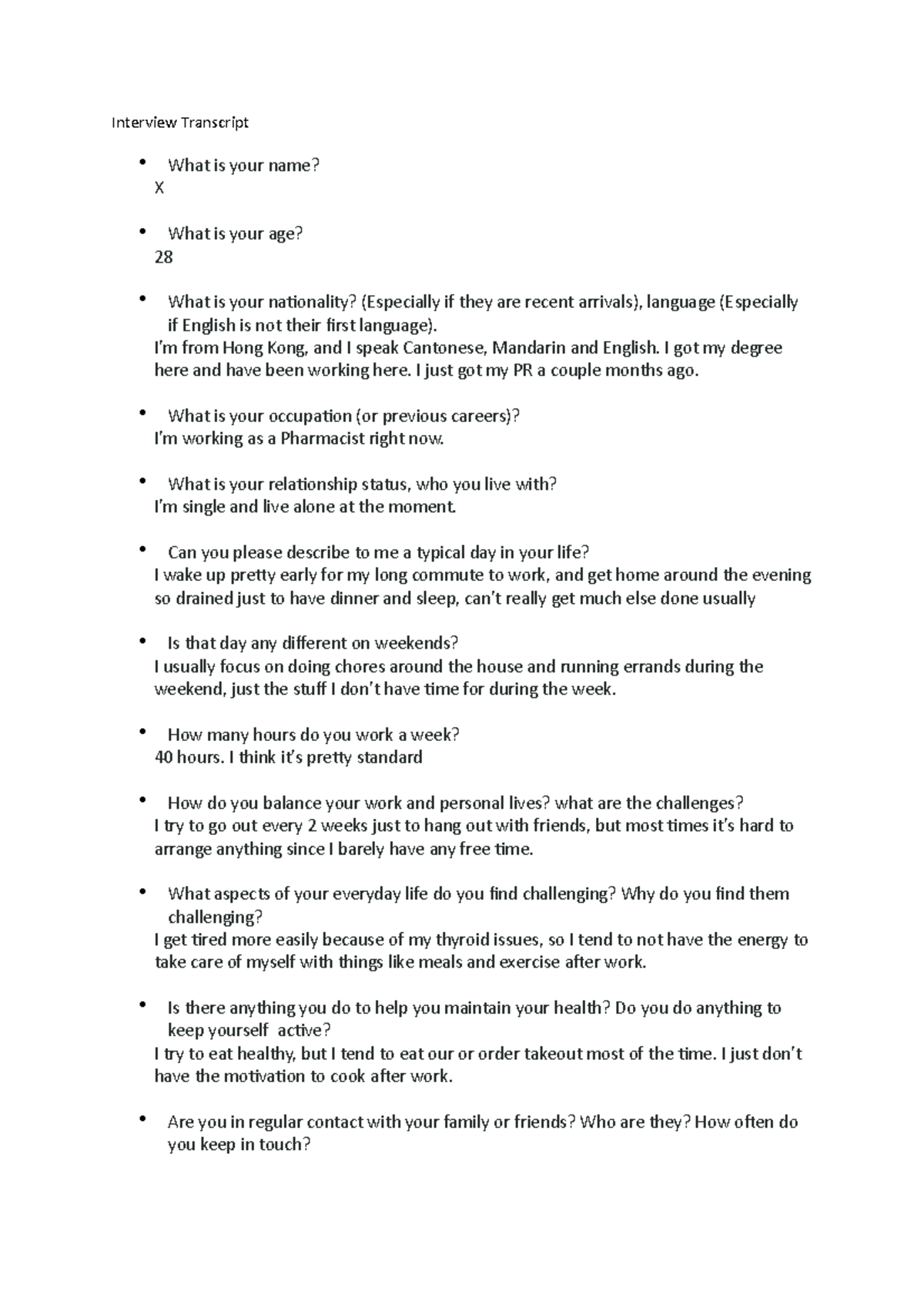 Interview Transcript - I'm from Hong Kong, and I speak Cantonese ...