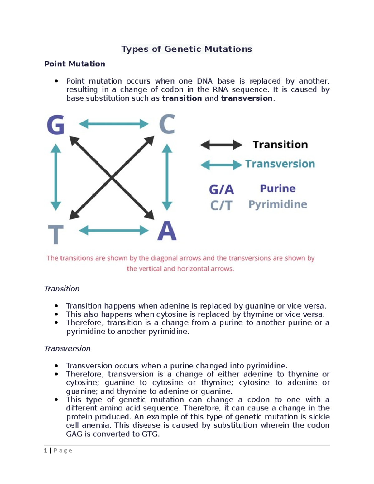 Types of Mutations Types of Mutations Point Mutation