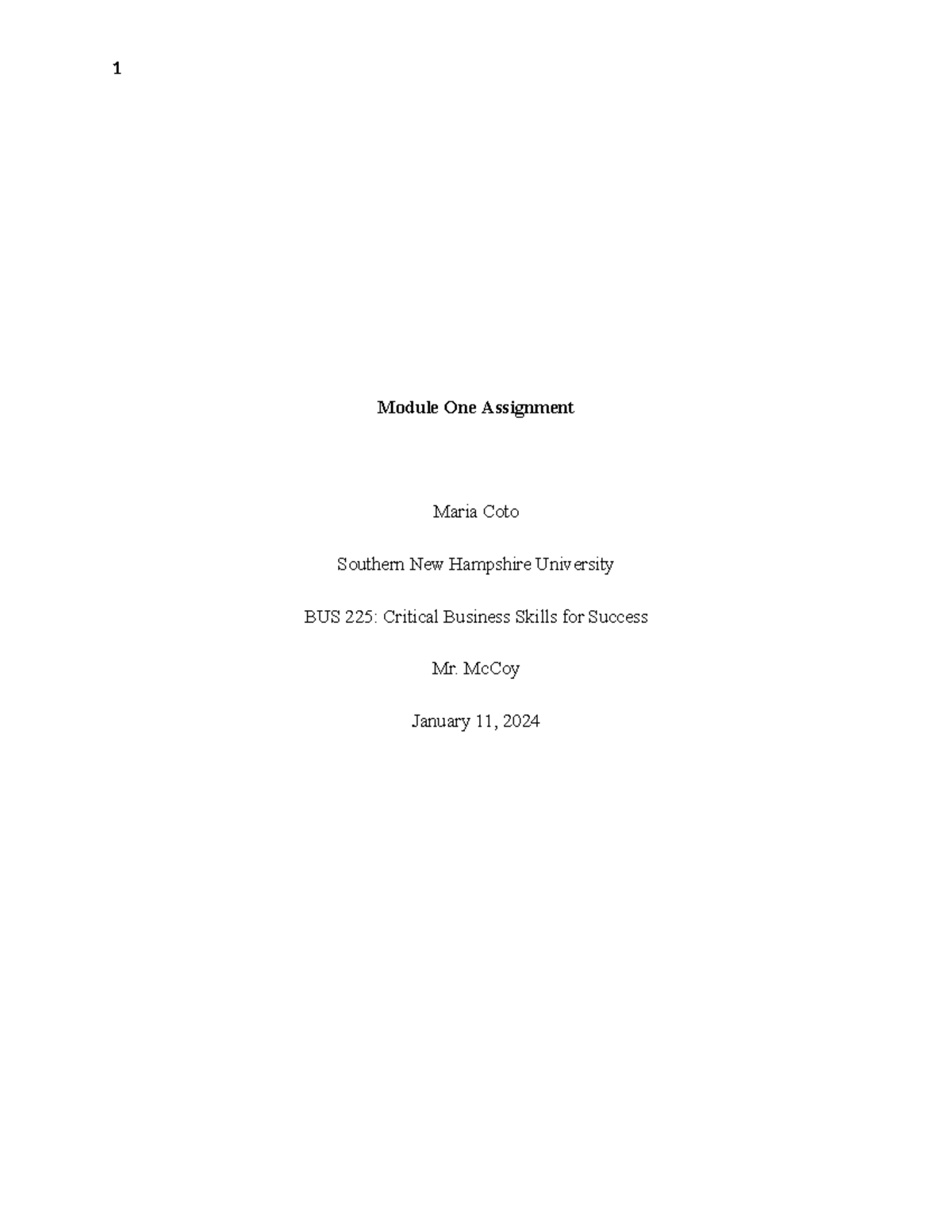 Bus225 Module Assignment One Module One Assignment Maria Coto