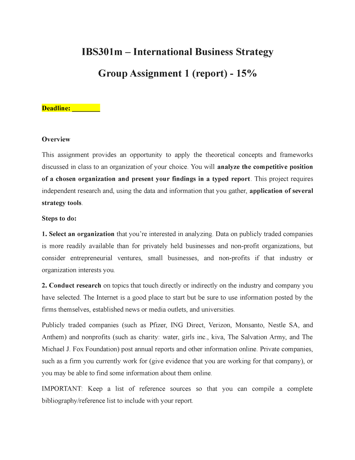 international business group assignment