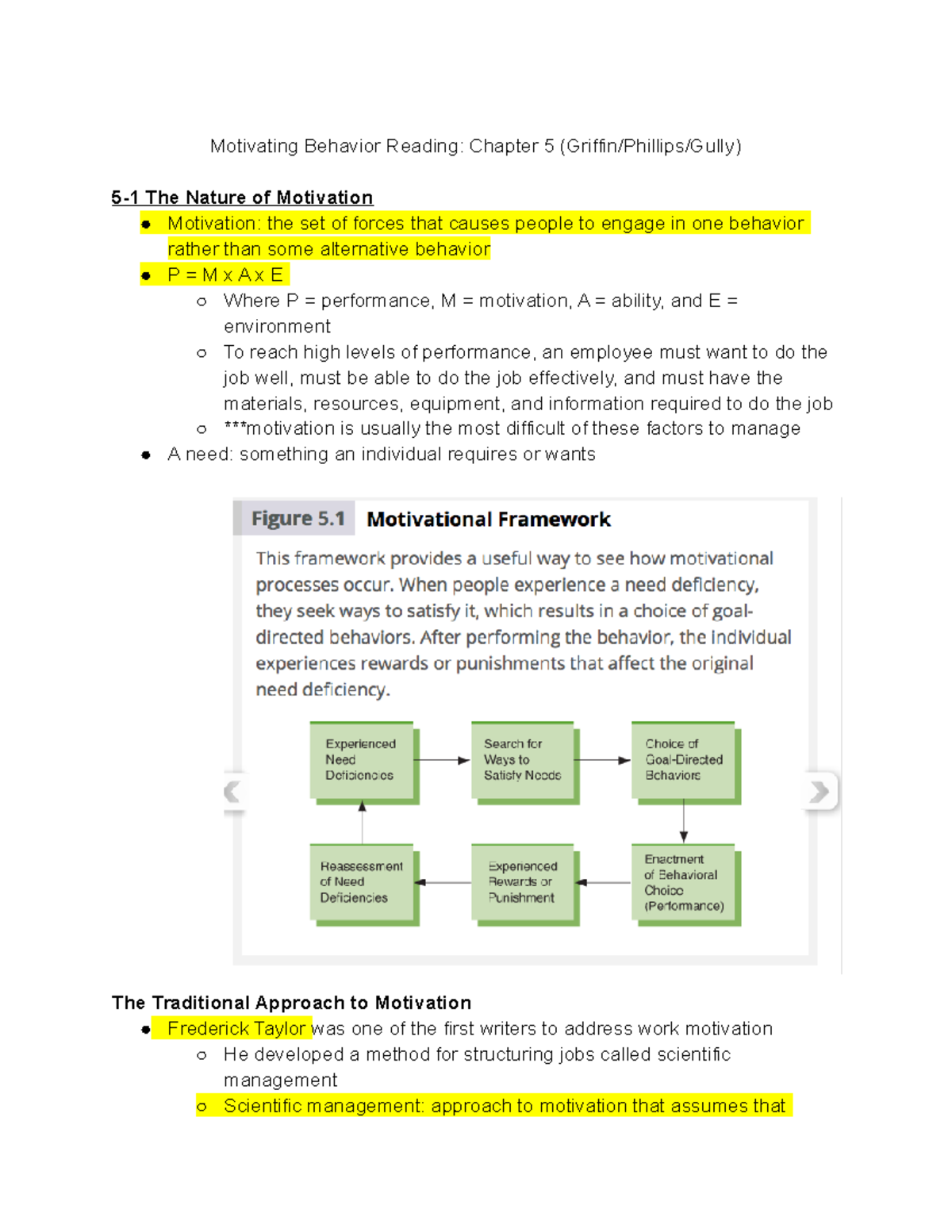 Chapter 5 Notes Motivating Behavior - Motivating Behavior Reading ...