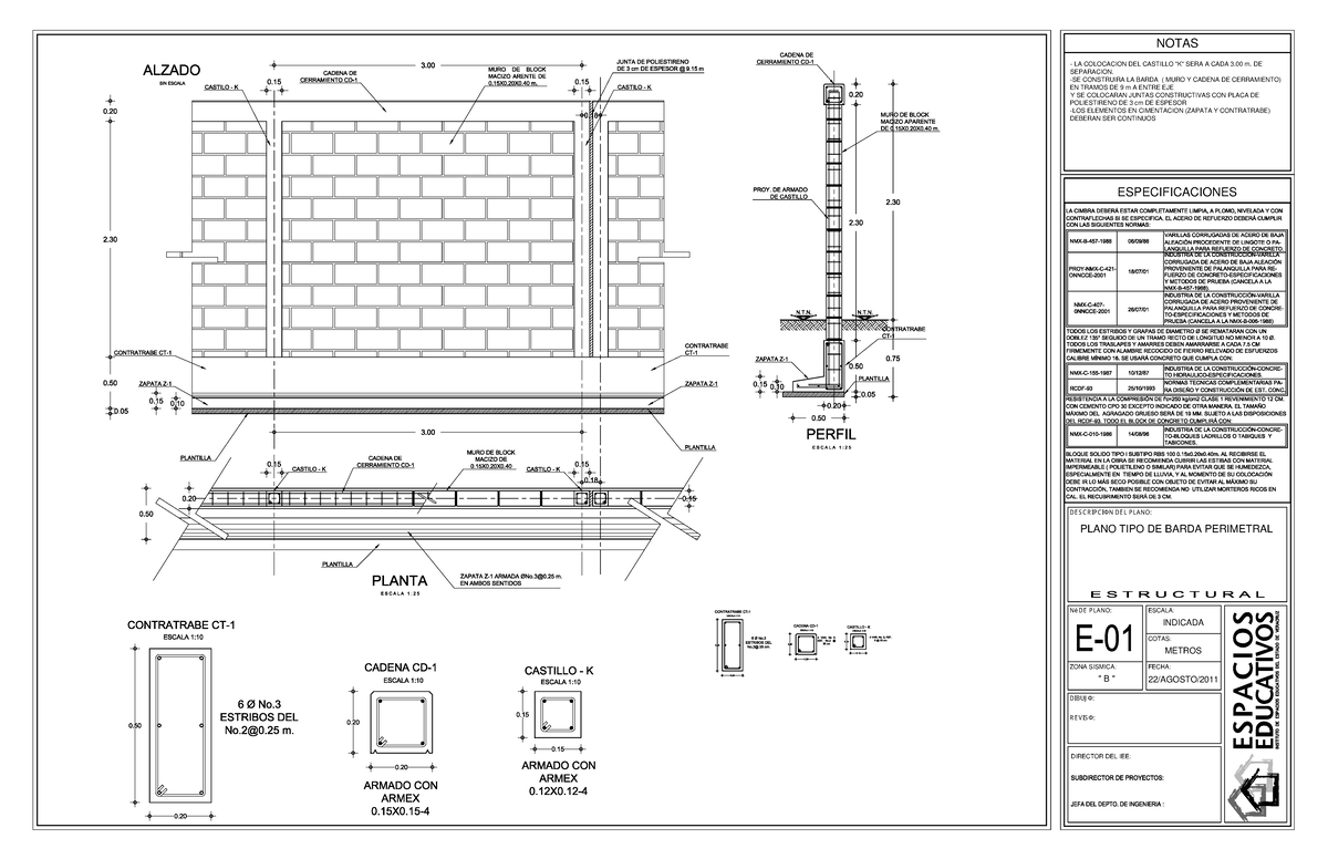 Plano De Construccion De Barda Perimetral