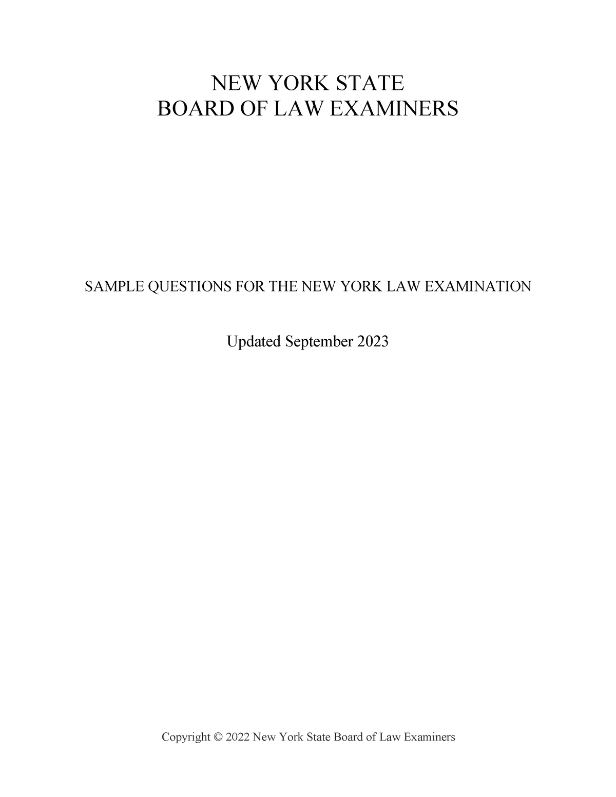 Nylesample Questions New York State Board Of Law Examiners Sample Questions For The New York