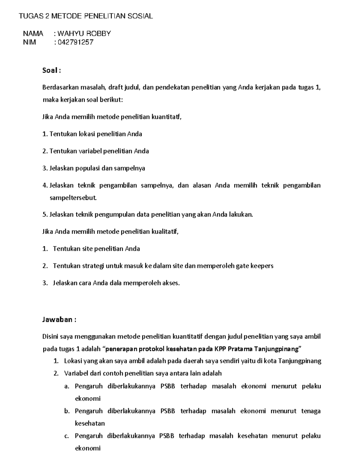 Tugas 2 Metode Penelitian. Wahyu Robby - TUGAS 2 METODE PENELITIAN ...