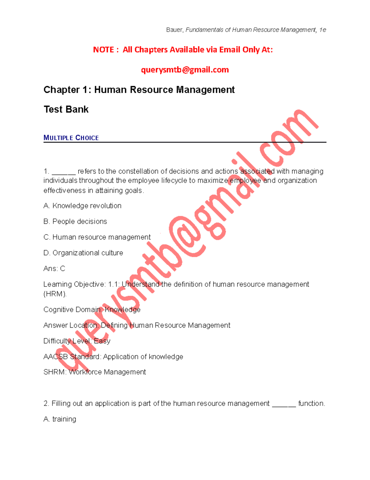 Solutions and Test Bank For Fundamentals of Human Resource Management ...